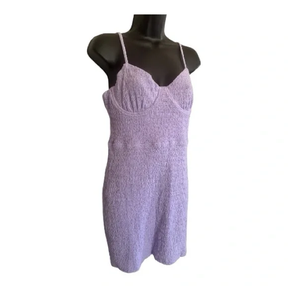 Lulus Lilac Textured Spaghetti Strap Mini Dress Size M - Picture 2 of 7